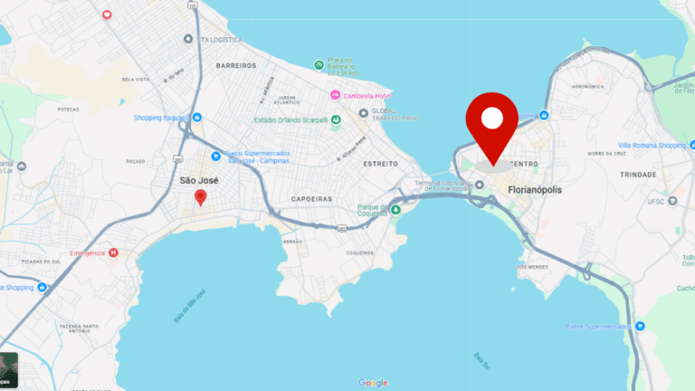 Mapa das clinicas de psicologia de Thais Barbi em Florianopolis