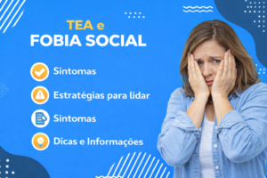 Mulher com medo e informações sobre TEA